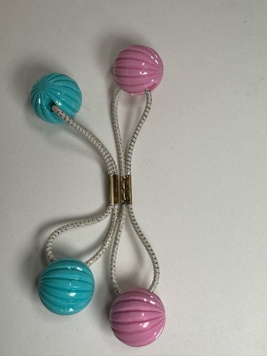 Goody Accessories - Vintage 1980s‎ Hair Tie Ponytail Holder Pair Goody Twin Beads Knocker Lot of 2
